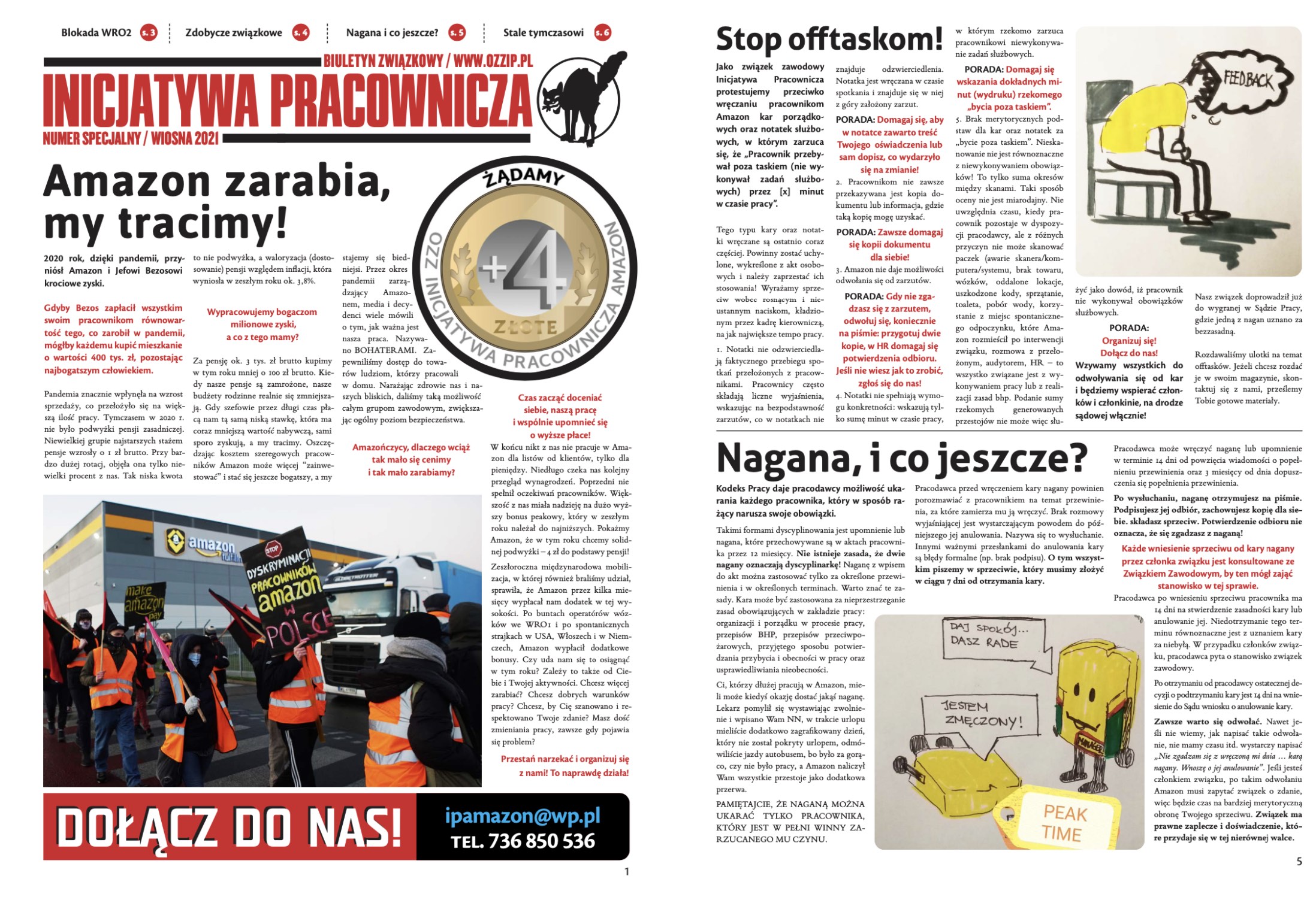 A couple pages from a 2021 issue of IP's newspaper.